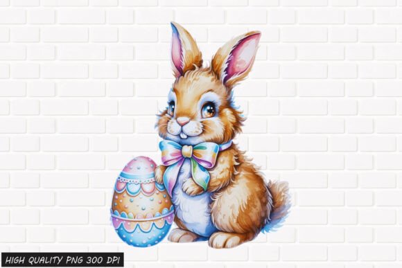 Download Cute Easter Bunny with Egg Clipart 5 PNG - Bunny Collection