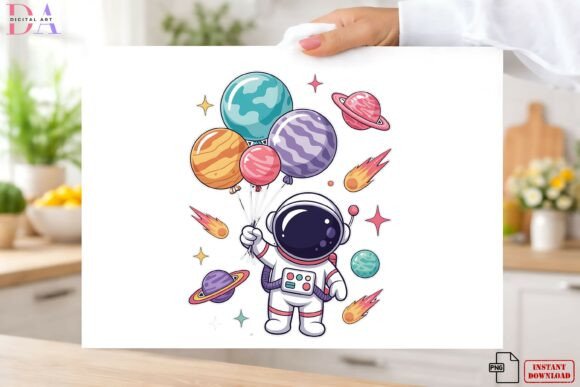 Download Cute Astronaut Space Balloon Kids Png - Kids png Collection