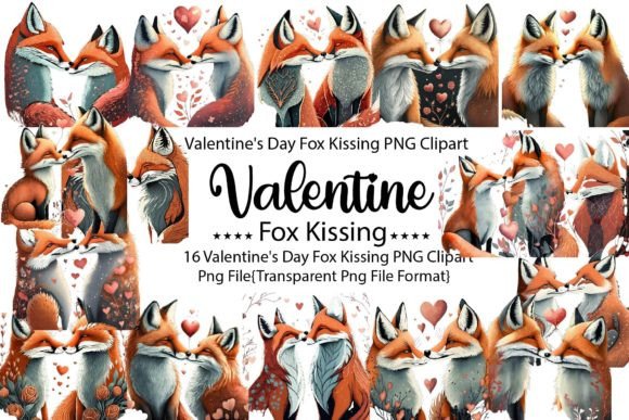 Download Valentine's Day Fox Kissing PNG Bundle - Day Collection