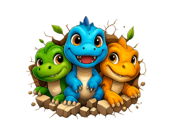 Download 3D Dinosaur Colorful Design Kids Png - Kids png Collection