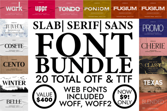 Download Slab Serif, Serif, Sans Serif Font Bundle - Premium Bundle