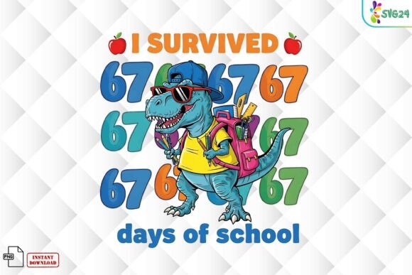 Download I Survived 67 Days of School Dino PNG - Day Collection
