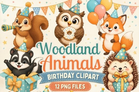 Download Woodland Animals Birthday Clipart PNG - Day Collection