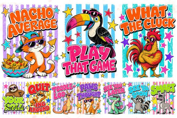 Download Retro Summer Animal Pun Sublimation PNGs - Summer animal Collection