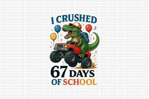 Download 67 Days of School Dino PNG - Day Collection