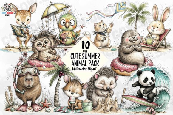 Download Cute Summer Animal Pack PNG - Summer animal Collection