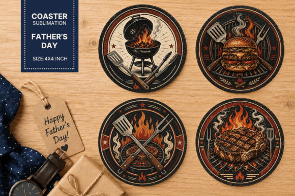 Download BBQ Dad Coasters, Fathers Day Coaster - Day Collection