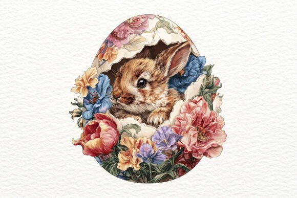 Download 16 Easter Bunny Egg Floral PNG Clipart - Bunny Collection