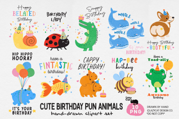 Download Birthday Pun Animal PNG Clipart Bundle - Day Collection