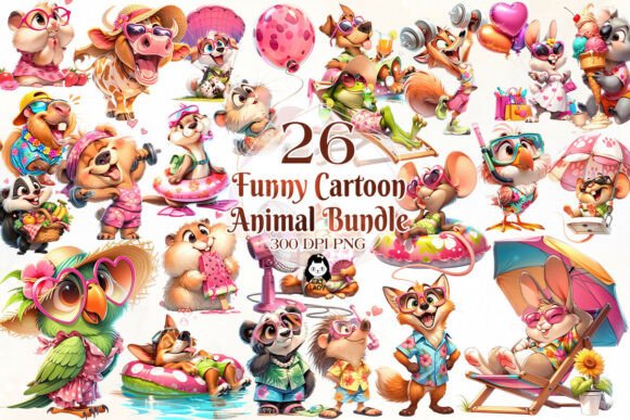 Download Funny Cartoon Summer Animal Clipart - Summer animal Collection