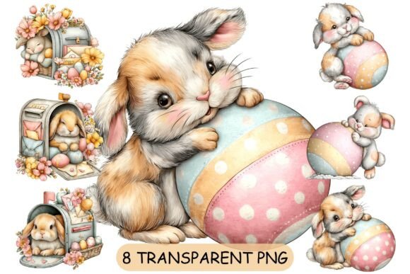 Download 8 Easter Bunny Egg Clipart PNG - Bunny Collection