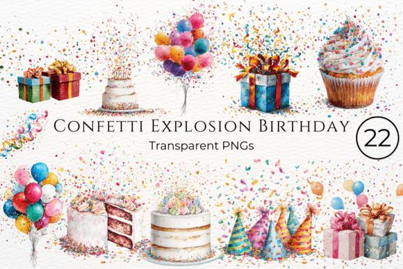 Download Confetti Explosion Birthday Clipart - Day Collection