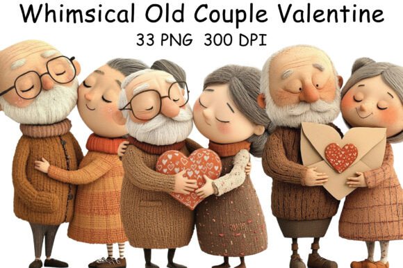 Download Whimsical Old Couple Valentine Day PNG - Day Collection
