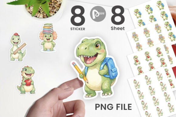 Download Watercolor First Day School Dino Sticker - Day Collection