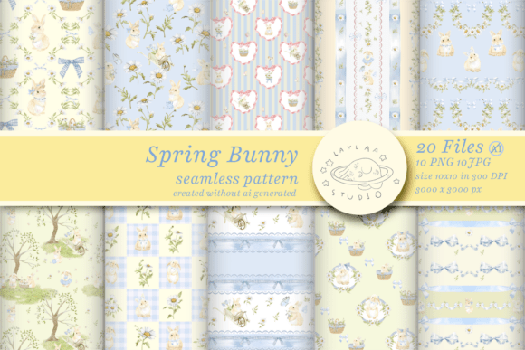 Download Watercolor Spring Bunny Seamless Pattern - Bunny Collection