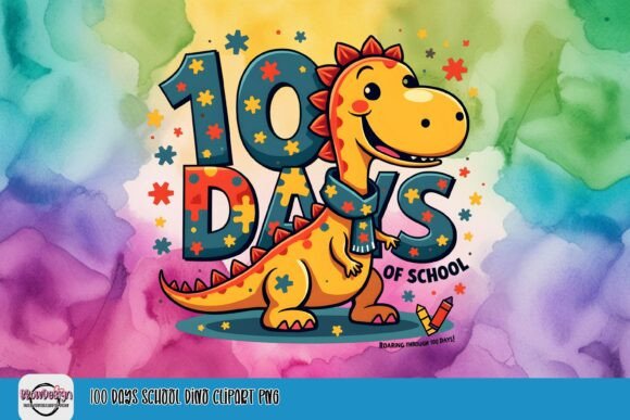 Download 100 Days School Dino Clipart PNG - Day Collection